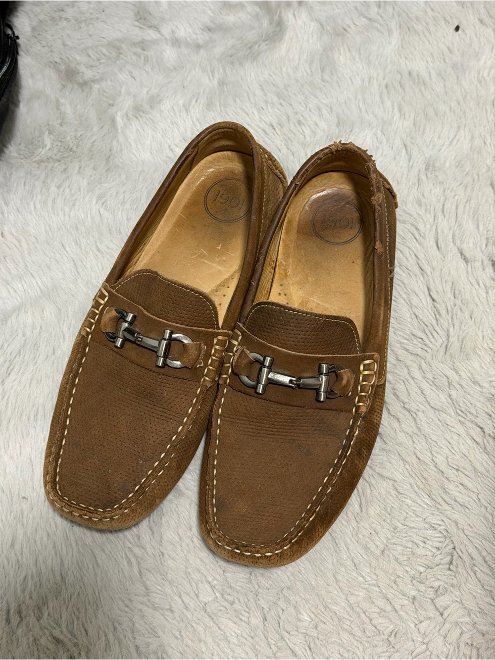 1901 Men's Brown Suede Bit Loafers
